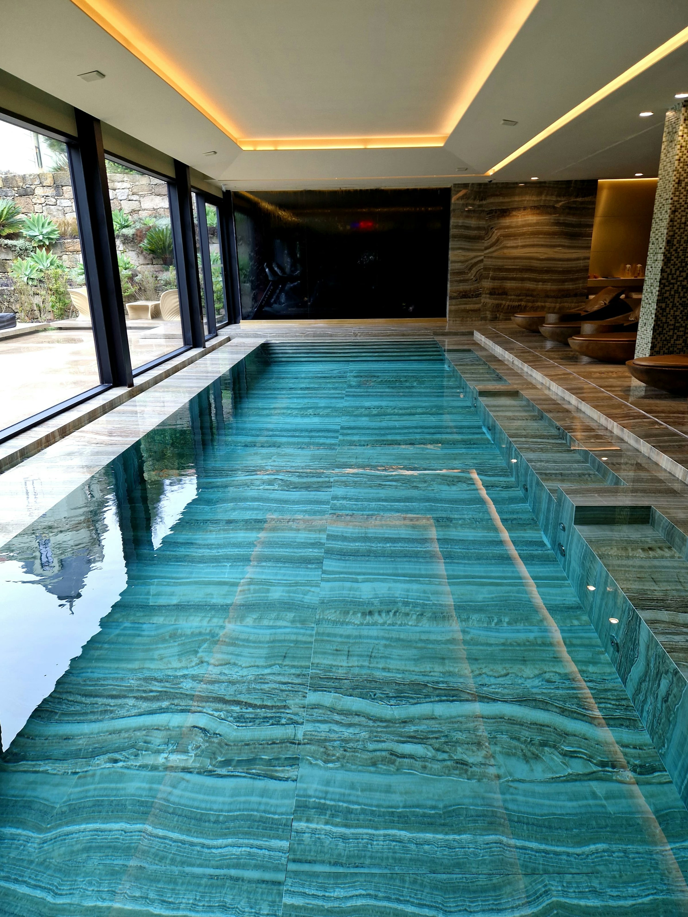 Indoor marble-lined lap pool