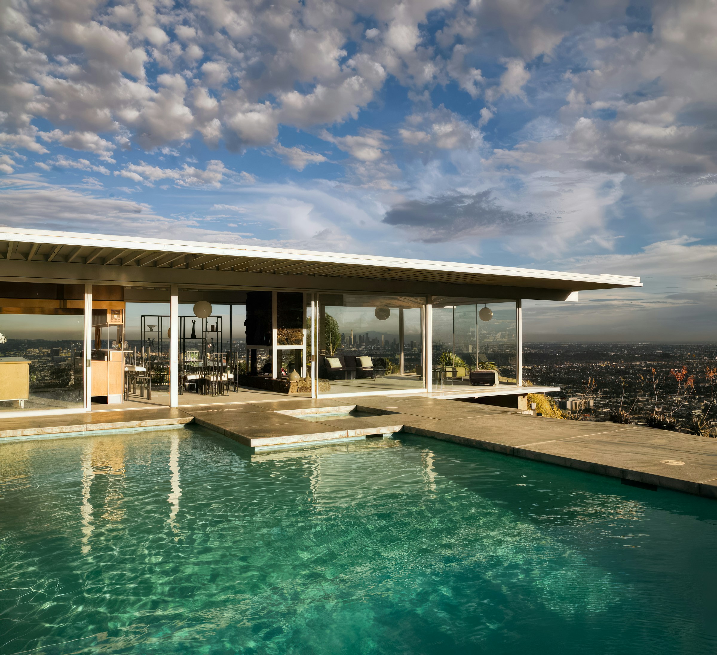 Iconic modern glass residence with pool