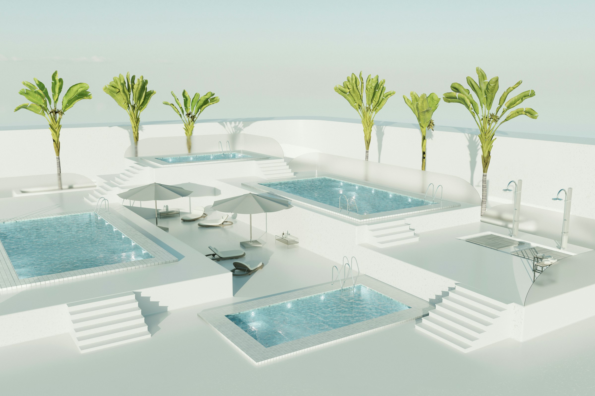 Conceptual rendering of a terraced pool complex