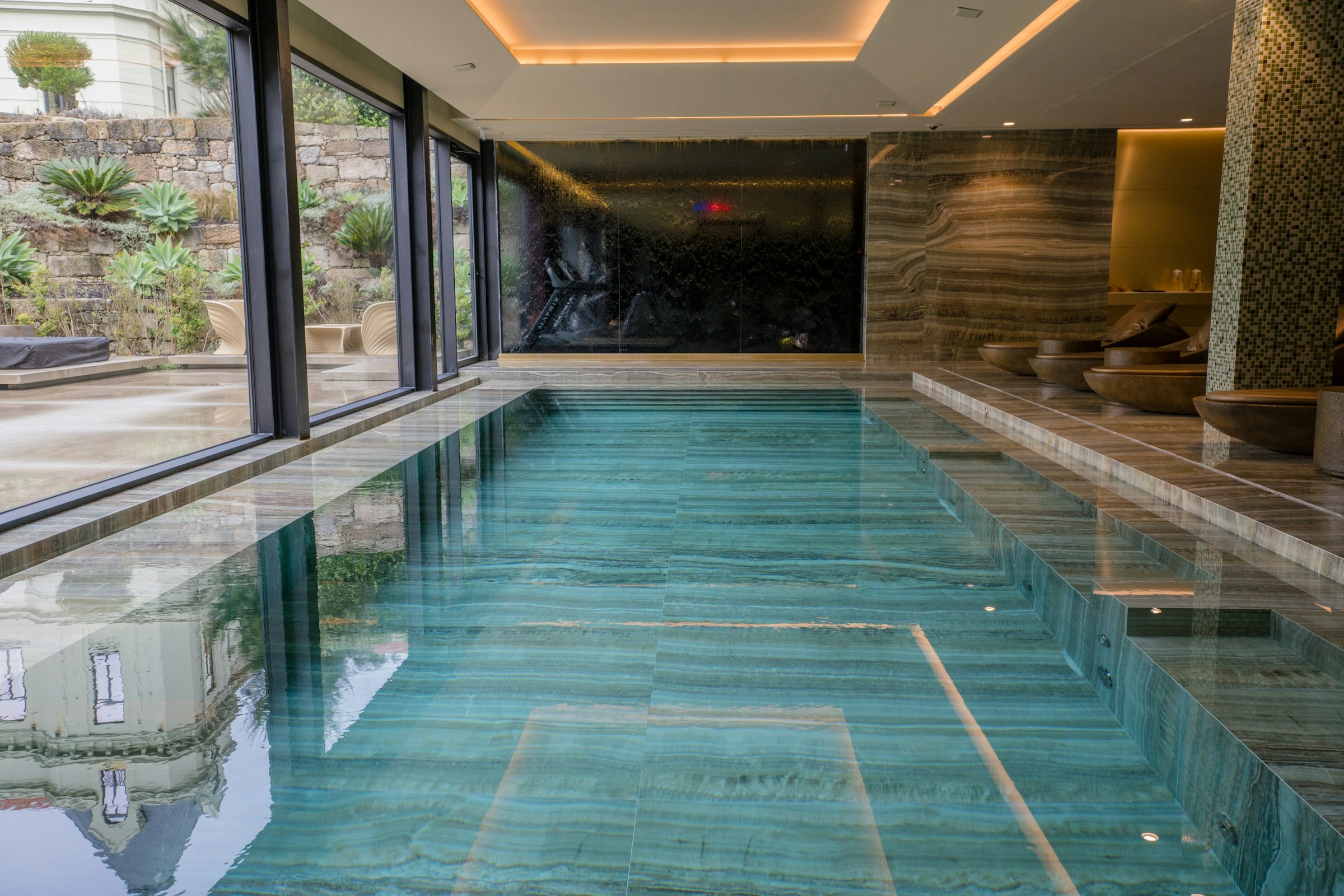 Rooftop pool with skyline view